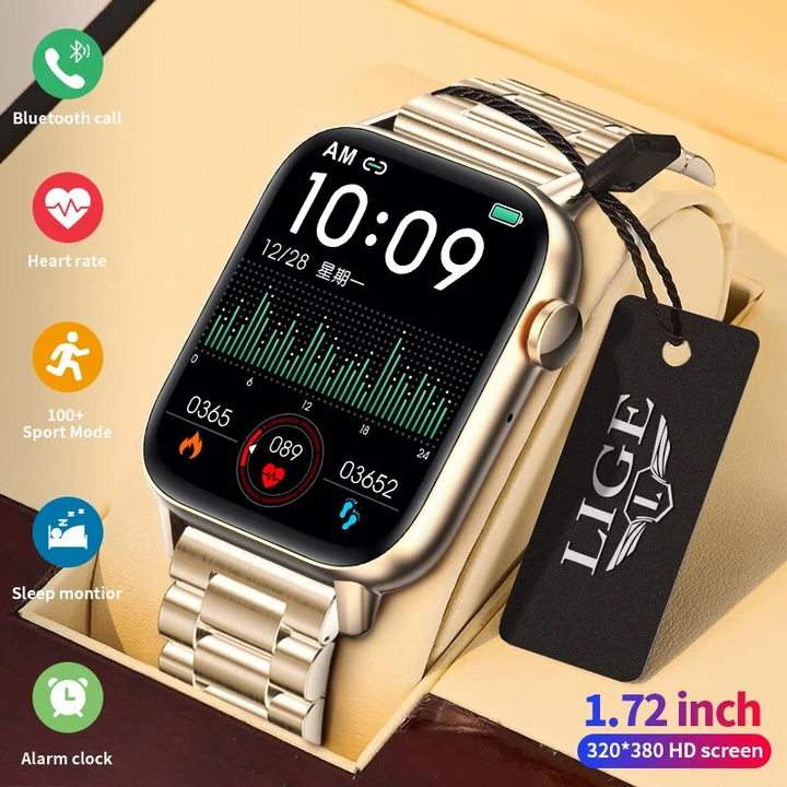 LIGE Men Bluetooth call Fitness Tracker Blood Pressure Smart Watch(STGLW077)